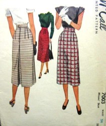 7003  McCalls 1947 SLIM INVERTED PLEAT LONGER SKIRT PATTERN 24'' WAIST